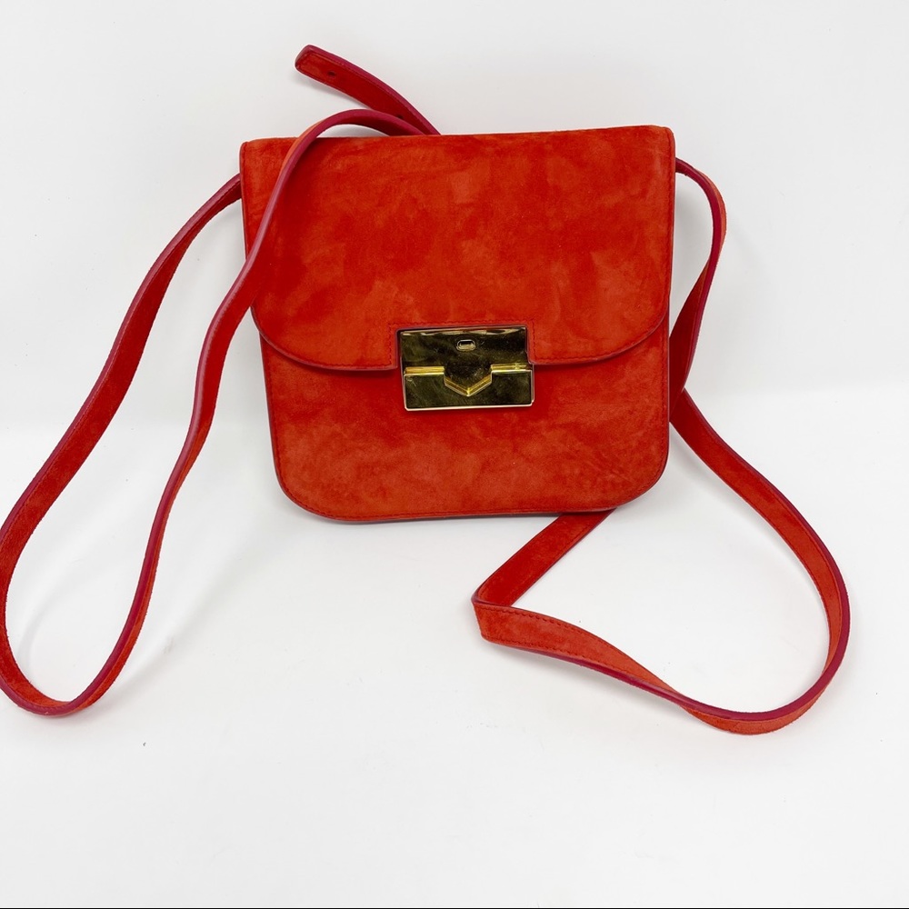 Victoria Beckham Eva Red Suede Crossbody Clutch